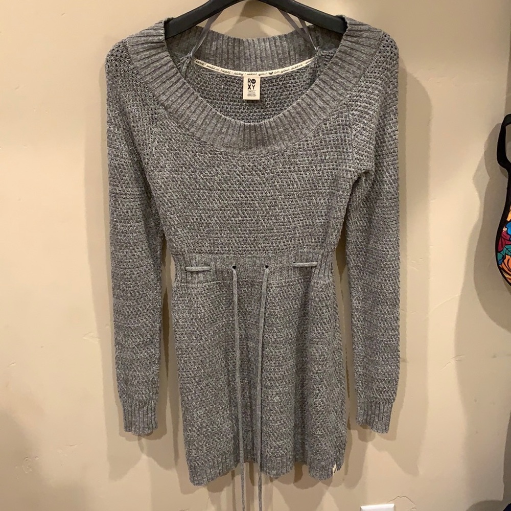 Grey crochet long sleeve dress